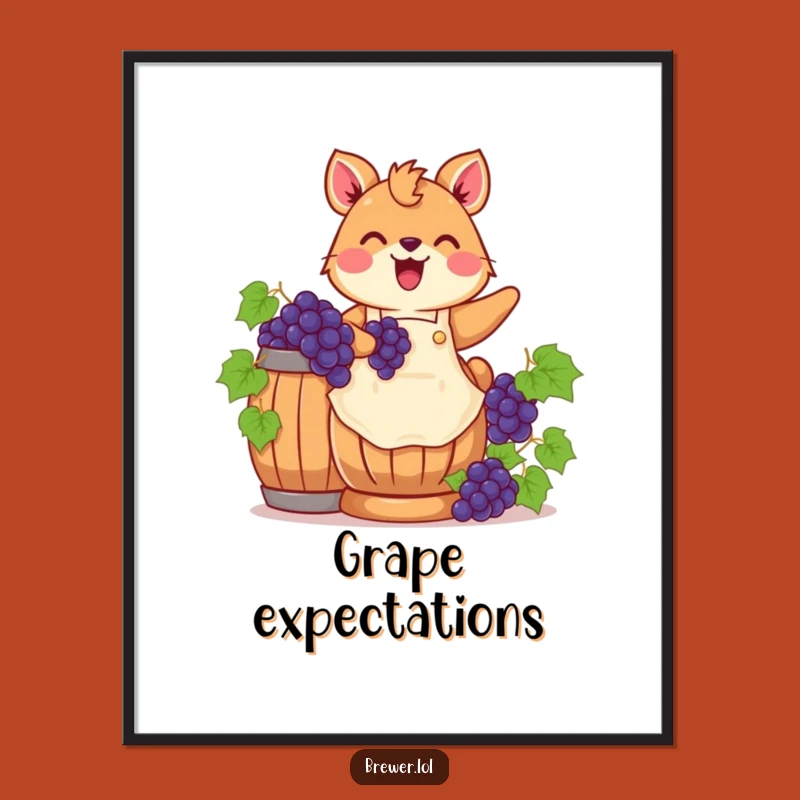Funny Grape Stomping Animal Digital Art - Instant Harvest Cheer for Walls