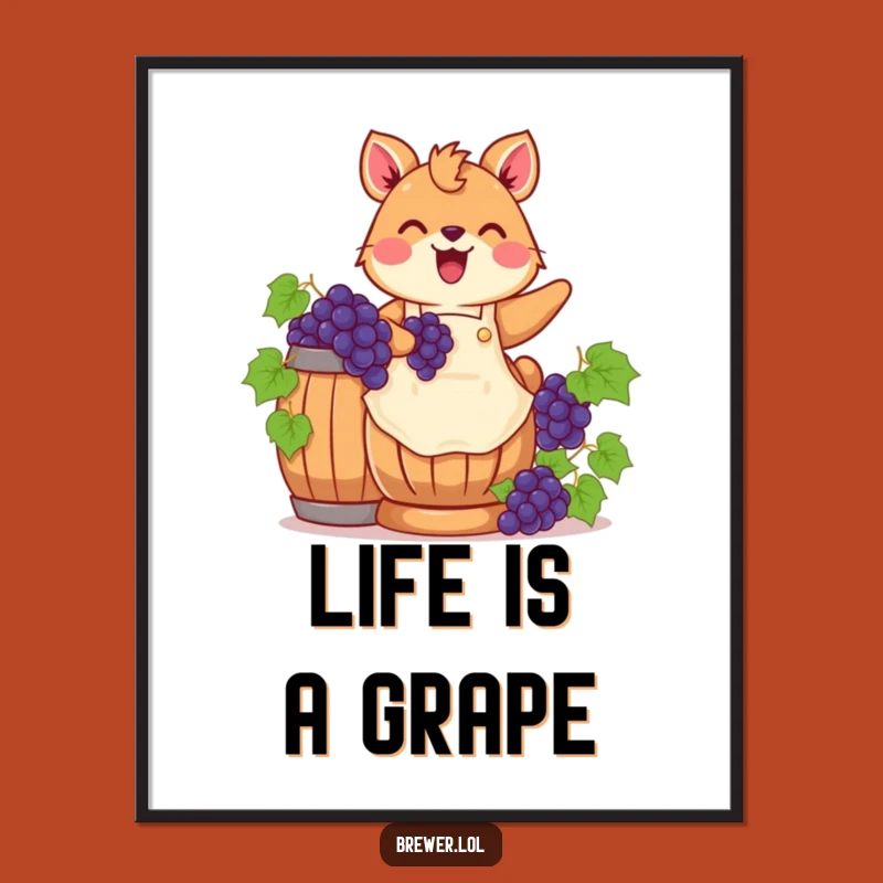 Funny Grape Stomping Animal Poster - Decorate with Vineyard Vibes