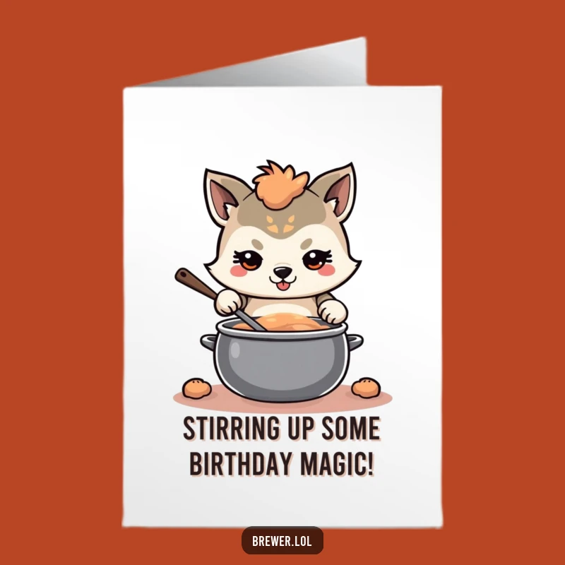 Free Printable Birthday Card: Funny Pot Stirrer Animal DIY Gift