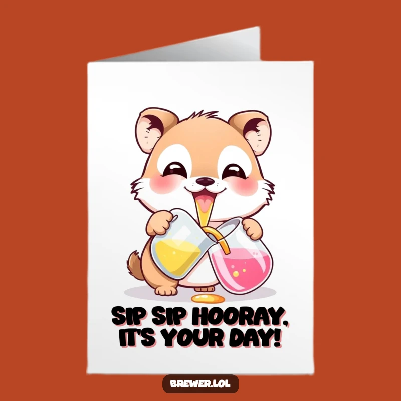 Free Printable Birthday Card: Funny Potion Pouring Animal DIY Gift